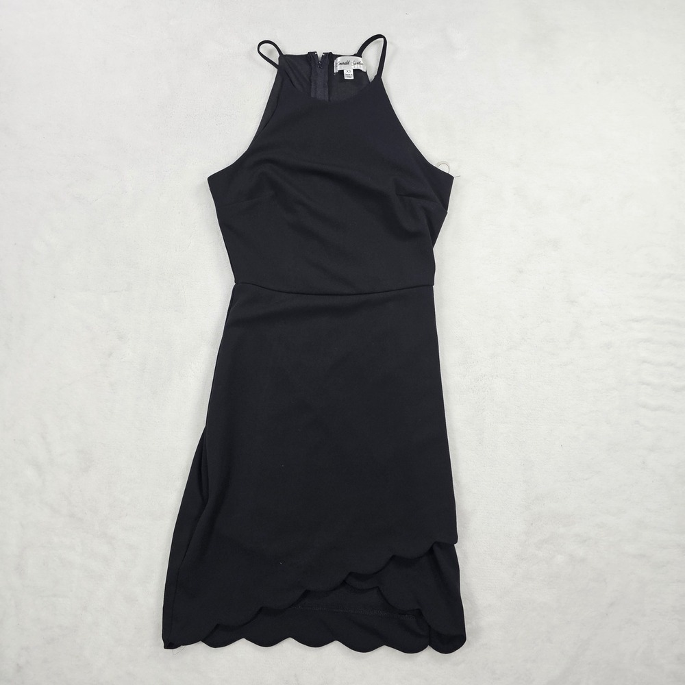 Emerald Sundae Scalloped Tulip Dress Womens XS Black Excellent Halter Mini